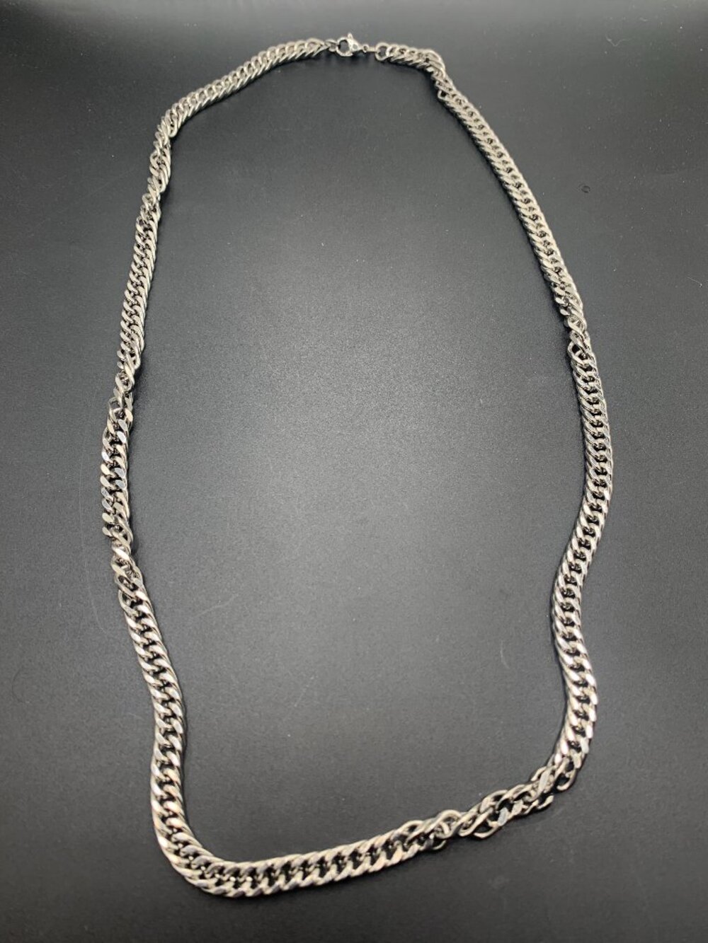 Silver Toned Wheat Slick Chain Necklace 25" UNMARKED